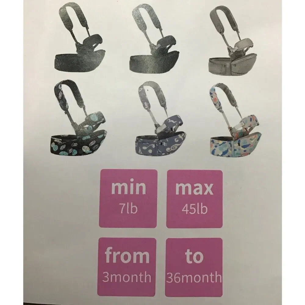 Ergonomic Baby Body Straps Adjustable Padded Straps Black Belly New